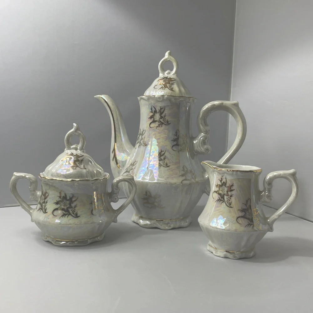Vintage Coffee Set Japan‎ Lusterware Pot Creamer Sugar